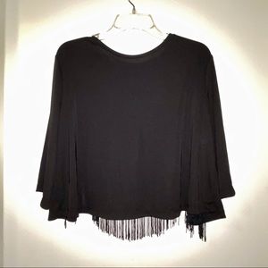 Asos Size 12 Black Top With Tassel Back